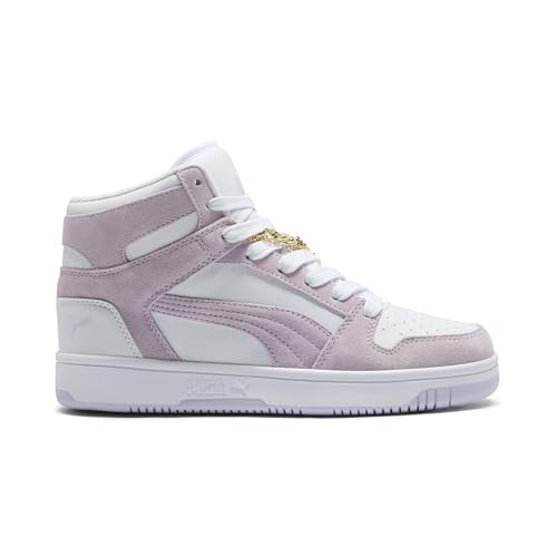 PUMA Women's Rebound Layup Mid Shoes, White-Lilac Frost, 8.5