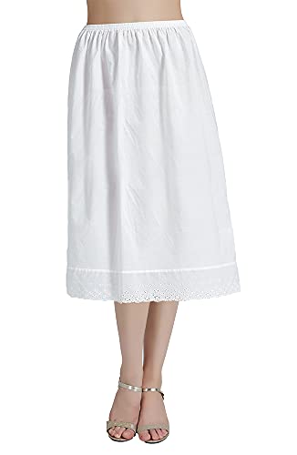 BEAUTELICATE Half Slip Skirt Extender with Lace Embroidery 100% Cotton Vintage Underskirt
