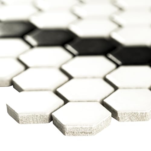 MSI White Black 12 in. x 12 in. Hive Pattern Porcelain Mosaic Tile - image 3