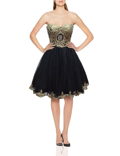 Lemai Tulle Little Black Short Gold Lace Corset Prom Homecoming Cocktail Dresses US 8