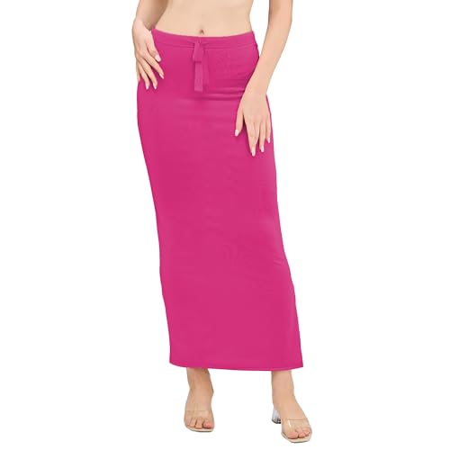 Image of DESI GIRL Satin Shimmer Stretchable Saree Shapewear Petticoat with Drawstring for Women | Mermaid fit Saree Petticoat with Side Slit for Easy Movement | Saree Shaper | Long inskirt