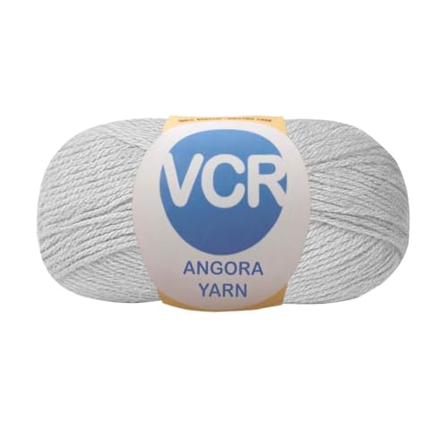 Image of VCR Light Grey Green Angora Knitting Yarn, Pack of 1, 100 Grams Hank, 256 Meters Length, 80% Flurry - 20% Acrylic Polyamide Soft Ball for Crochet and Knitting, Suitable for Baby Blankets