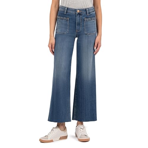 KUT from the Kloth Women's Meg High Rise Wide Leg Patch Pkts W/Braid on Top