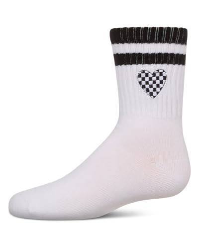 MeMoi Girls' Checkered Heart Crew Socks