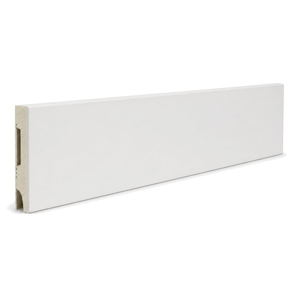 Decovision Polyurethane Skirting Board 240cm — Flat Modern Profile 101 x 15 mm, Paintable, Cable Channel, White (Pack of 10)