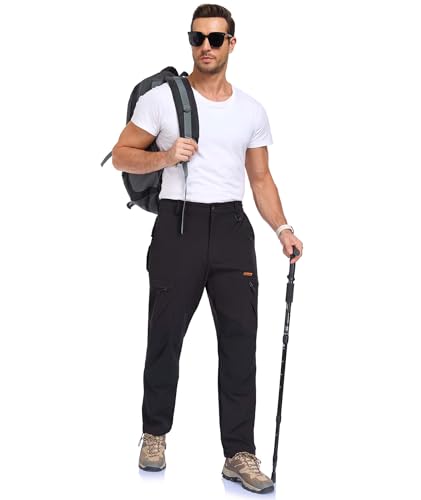 Elainone Wanderhose Herren Outdoor Hosen Stretch Trekkinghose Arbeitshosen Männer Mit 5 Taschen für Viele Outdoor-Aktivitäten Schwarz L