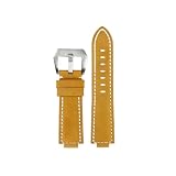 Convesso 24 * 14mm 24 * 16mm Adatto for CASIO G-Shock GST-B400/ GST-B200 In pelle di vacchetta Cinturino for orologio(Khaki-Silver,14mm)