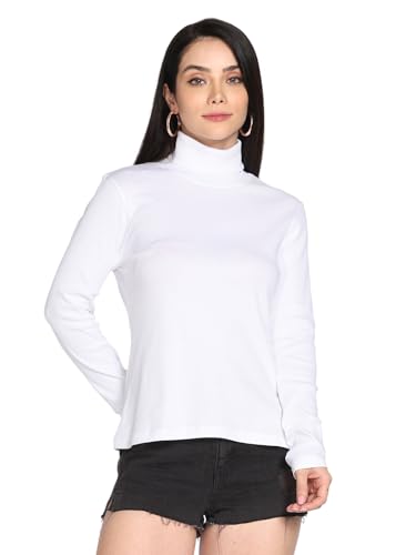 Image of TWIN BIRDS Women Cotton Turtle Neck Ribbed Tee | Full Sleeve Winter Top