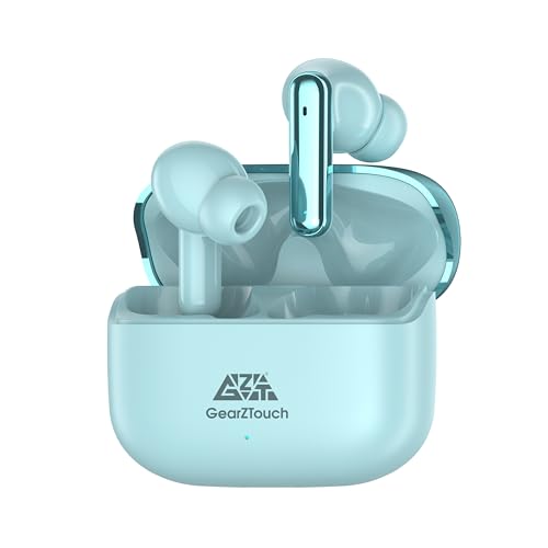 Image of GZTouch CYBER PODS in-Ear Earbuds with Quad Mic ANC for Clear Calls, 50Hrs+ Battery, Premium Glossy, Fast Charging & Fast Pairing, Low Latency Gaming TWS, IPX5, Bluetooth v5.3, 12mm Drivers - Blue