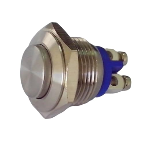 Interruptor pulsador momentáneo 19mm en acero pulido para paneles de control