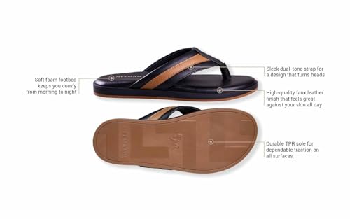 Image of Neeman's Indo-Western Casual Flip Flops for Men | Lightweight, Durable and Flexible | PU Thong Strap & TPR Out sole