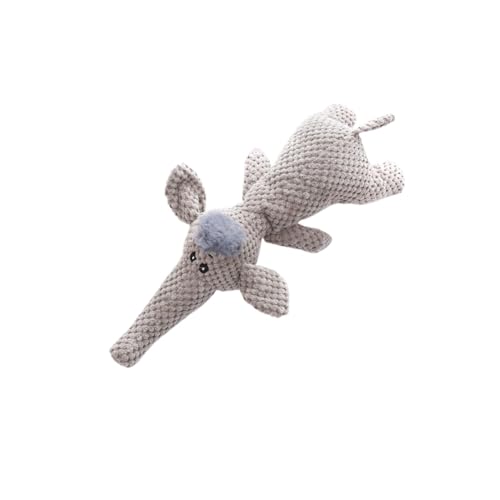 ペットぬいぐるみゾウライオンオオカミかわいい形サウンダー犬のおもちゃ用品(2個セット) (灰色の象)