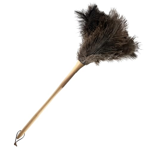 Image of 19.7 Inch Ostrich Feather Duster - Soft Dusting Brush for Home, Office, and Furniture Cleaning (Brown)