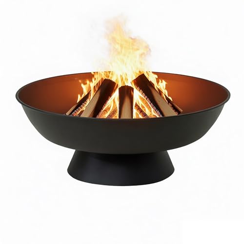 SUNJOY 58cm Round Fire Pit for Garden, Steel Fire Bowl, Portable Patio Heater for 4-6, Outdoors Wood Burning for Camping Backyard Bonfire, Black