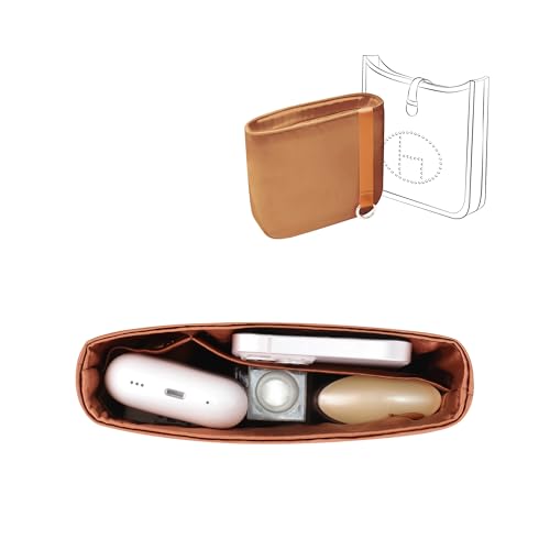 Image of Fits for Evelyne Bag Insert Organizer For Hermes(23,Gold) | Premium Silk Material,Smooth Touch,Lightweight,zipper,protect from scratches & stains,multiple pockets,keychain,waterproof