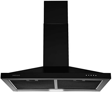 SNDOAS Black Range Hood 30 inches,Vent Hoods in Black Painted Stainless Steel,Wall Mount Range Hood,Kitchen Hood Vent with Ducted/Ductless Convertible,Hood Vents for Kitchen