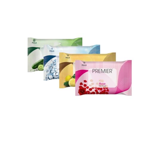 Image of Premier Makeup Cleansing Wet Wipes (40 Sheets) | 10 Pulls per Pack, Pack of 4 Assorted | Refreshing Wipes For Men & Women | Alcohol-Free & No Harmful Chemicals