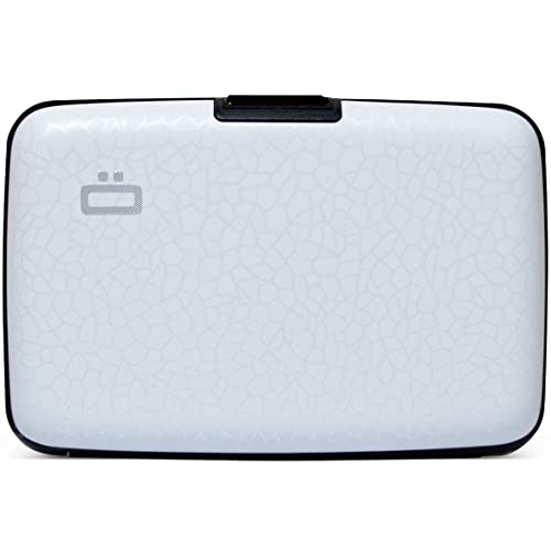 Image of OGON -DESIGNS- Aluminum card holder, RFID Protection against fraud and demagnetization, Compact wallet, Smart Case STOCKHOLM V1 model (Crackled White)