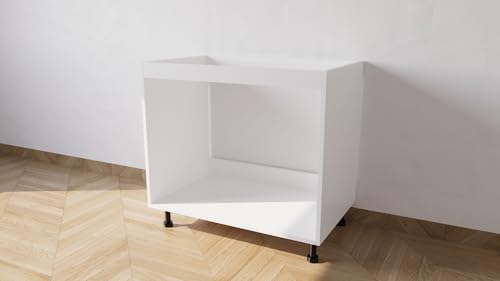 ALFREDO CALANDRELLI – Mueble base de cocina para fregadero empotrable, 90 cm, mueble bajo lavabo blanco de melamina, base componible sin puertas (90 x 72 x 55 cm)