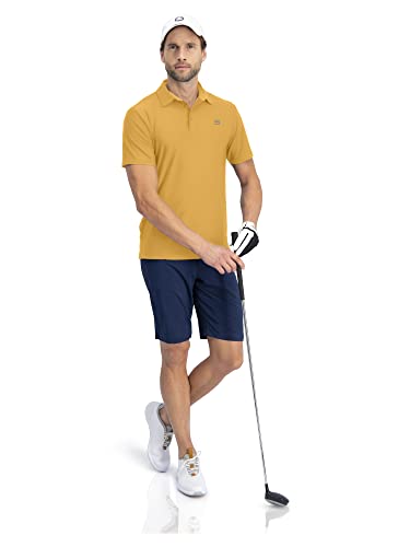 Image of Three Sixty Six Golf Shirts for Men - Dry Fit Short-Sleeve Polo, Athletic Casual Collared T-Shirt, Harvest Gold, X-Large