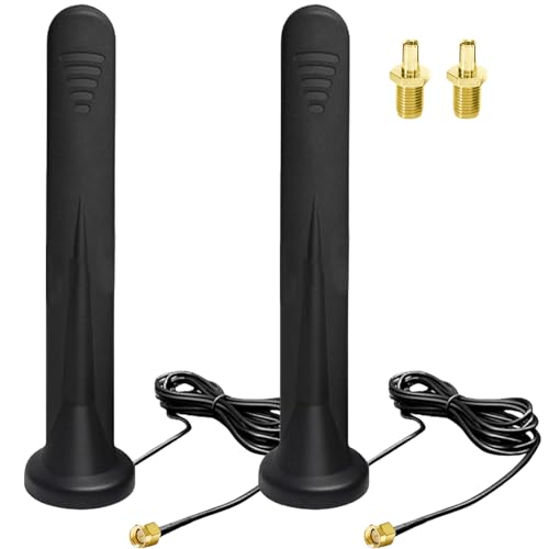 2 x 5G LTE Antena 4G Amplificador de Señal Omnidireccional Antena de Red SMA TS9 Conector 12DBI Omnidireccional Base Magnética Antena con Cable RG174 3M para Router 3G/4G/5G/GSM/GPRS