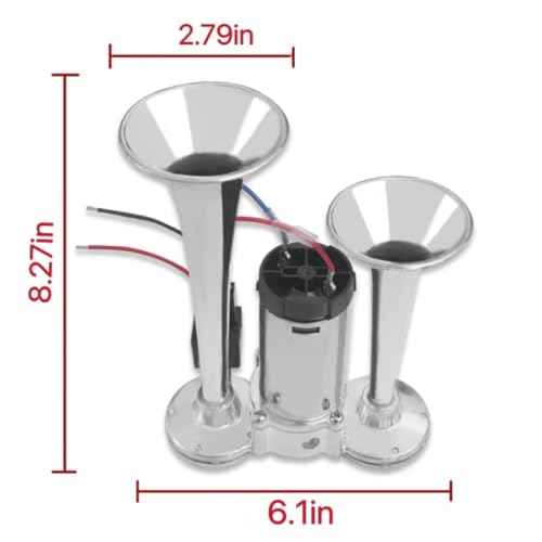 600DB Super Loud Dual Electric Air Horns Kit for Vehicles - With Compressor, 12V Waterproof Air Horns Replacement Kit, Car, Motorcycle, Truck, SUVs, Truck, Boats ?Automotive Accessories Universal for