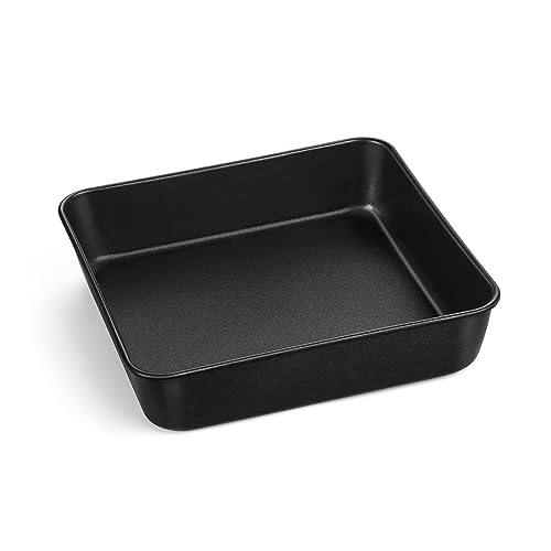 Onader Bandeja cuadrada para horno, antiadherente, rectangular, de acero inoxidable, para pasteles, brownies y tostados, saludable y duradero, no para freidora de aire, 20 cm