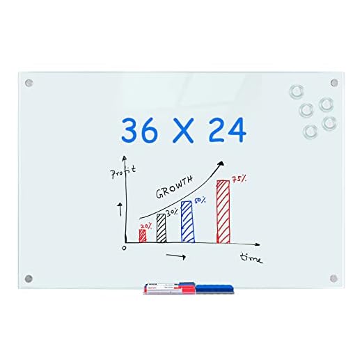 maxtek Magnetic Glass Whiteboard Dry Erase Board, Magnetic Glass Board Large Whiteboards Glasses for Interactive Office Wall Frameless White Glassboard with Marker Tray (36 x 24, White)