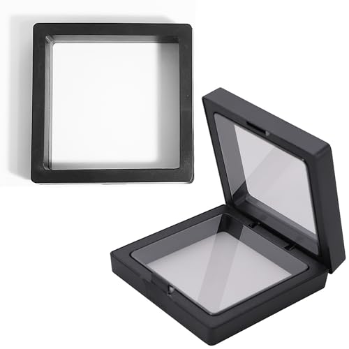 syiyunran Film Dimensional Jewellery Organizer - Noir 2 pièce, 9x9x2cm, Cadre D'affichage étanche Poussière pour Bagues, Bracelets, Boucles D'oreilles. Peut être Placé Maison et Emporté en Voyage