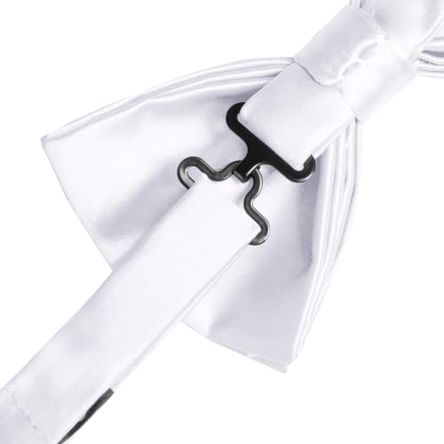 Image of Solid Color Bow Ties for Men Silk Pre-tied Tuxedo Bowtie Set 4PCS | Pre-tied in 3 seconds,adjustable 4PCS bow tie and pocket square cufflinks lapel pin set,wedding,formal,party,prom,graduation