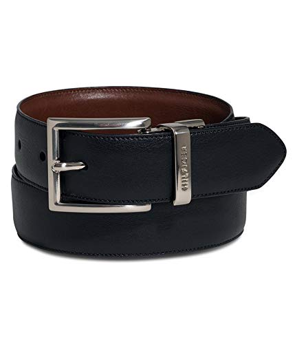 Tommy Hilfiger mens Reversible Belt, Black/Dark Tan, 34 US