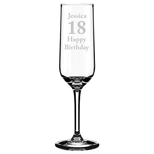 MakeThisMine Flûte à champagne personnalisée en verre gravé avec n'importe quel nom image, texte police ou logo pour vos proches, anniversaire, mariage, etc Cover