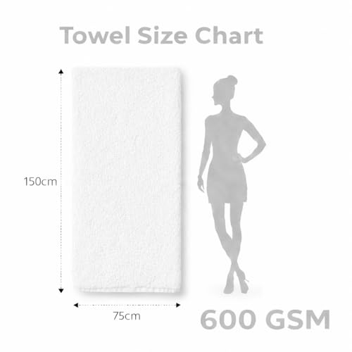 Image of Super Soft 100% Cotton Bath Towel 600 GSM Premium & Luxury | White Towel | Soft & Highly Absorbent | Quick Dry & Skin Friendly | Towel | Bath Towel | 150x75 cm | (Pack of 1)