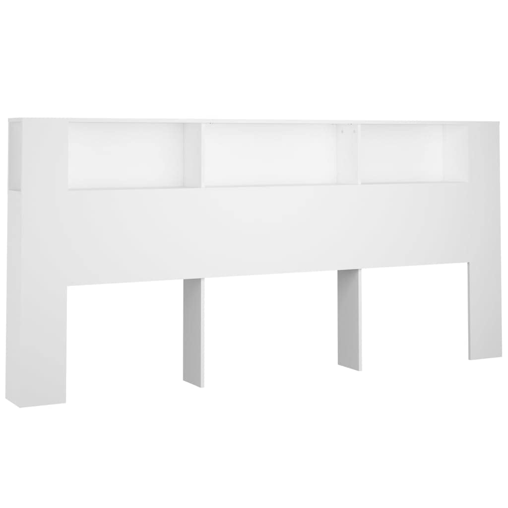 Vidaxl White Headboard Cabinet Bedroom Furniture Bed Header Cabinet Wall Bed Backboard Bookcase Headboard With Storage 220X18.5x104.5 Cm