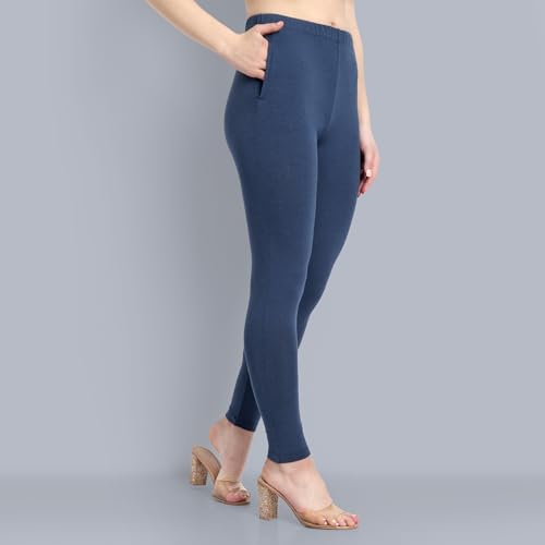 Image of ONE SKY Women Full Length Leggings | Cotton Modal Spandex Blend | High Waist Stretchable & Bio-Washed Fabric | Colour-Lock Technology | Comfortable Leggings for Women