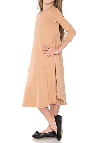 Pastel by Vivienne Honey Vanilla Girls' Trapeze Midi Dress with Easy Removable Label3