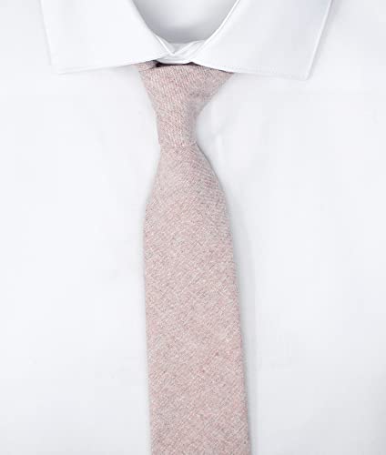 Image of Men's Chambray Cotton Skinny Necktie Tie Textured Distressed Style - 2.5 inch Width