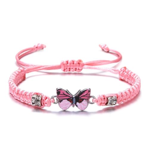 Image of COLORFUL BLING Butterfly Charm Bracelets Adjustable Hand Woven String Bracelets BFF Gift for Women