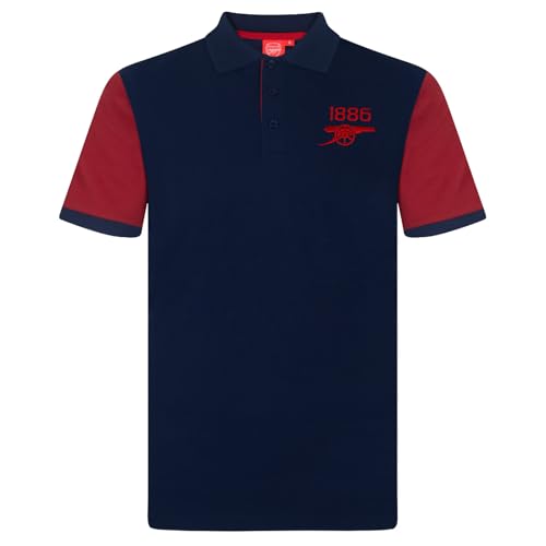 Arsenal FC Officiel - Polo de Football pour Homme - avec Blason - Bleu Marine/Manches Contrastantes - Large