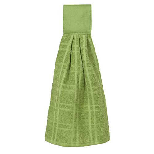 Image of Ritz Premium 100% Cotton Solid Kitchen Tie Towel, Absorbent, Super Soft, and Fast Drying Hang Towel, 1 Piece, Cactus Green