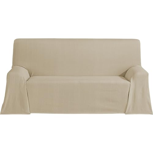 ECOMMERC3 Mehrzweck-Tagesdecke, Größe 130 x 180 cm, für Sofa oder Bett, Mehrzweck-Tagesdecke, Beige, dekorativer Überwurf für Sofa, Bett, Sofaüberwurf oder Bett, leicht & elegant