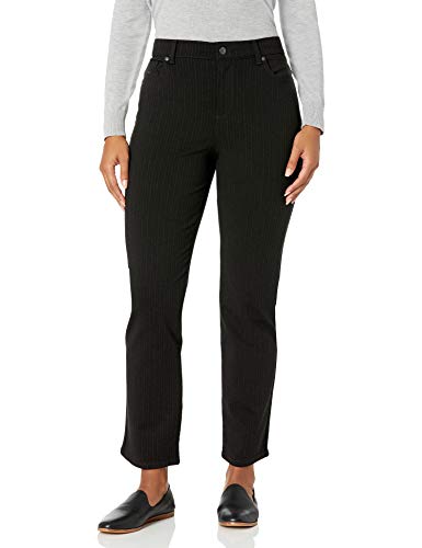 Gloria Vanderbilt Women's Petite Amanda Ponte Knit Pant, Black-Variegated Stripe, 8P