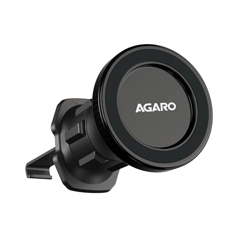 Image of AGARO Magnetic Car Mobile Holder Stand with Ultra-Strong N52 Magnet, AC Vent Mount, 360 Rotation, One-Hand use, Magsafe & Universal Compatibility with Included Metal Ring for iPhone & Android Phones