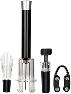 NewZexi Wine Opener 4Pcs Set, Air Pressure Wine Corkscrew Bottle Opener + Wine Pourer + Vacuum Stopper + Foil Cutter, Wine Accessory Kit