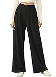 Acelitt Women All Season 2026 Casual Fashion High Waist Wide Leg Pants Loose Work Palazzo Office Business Suit Pants Trousers Black Small
