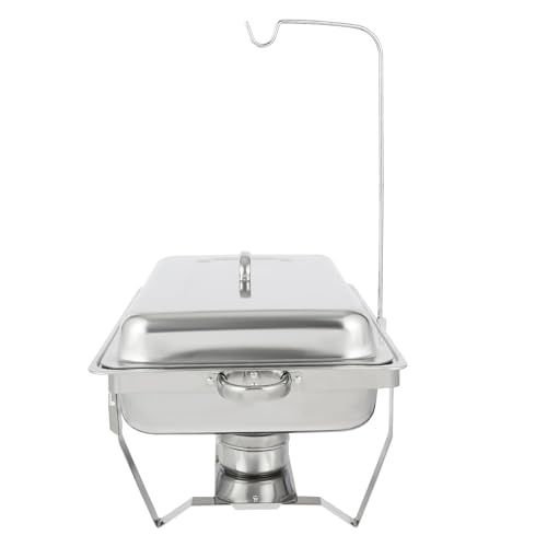 HuKaiL 4.5L*2 Edelstahl Warmhaltebehälter, Speisewärmer Chafing Dish mit Aufhängbarer Deckel, Warmhaltegerät Buffetwärmer für Cafeterias, Hotel, Schulkantinen, Bankette, 55.2 * 35.2 * 26.3cm – Bild 5