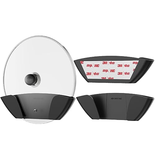 Pot Lid Organizer, AIDOUHOME Pot Lid Holder Self Adhesive Pan Lid Holder, Suitable for Cabinet Door Wall Mount Deep Drawer, Perfect Lid Rack for Kitchen, Fits 6" to 13" - 2 Packs (Gray) - Image 3