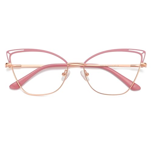 Image of Blue Light Glasses Cateye Women Fake Eyeglasses Anti Eye Strain Computer Glasses Clear Lens