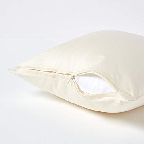 HOMESCAPES 1000 Thread Count Egyptian Cotton Cream 40 x 40 cm Pillowcase Euro Size Luxury Pillow Case, Square (40 x 40 cm) - Pack of 1 - Image 3