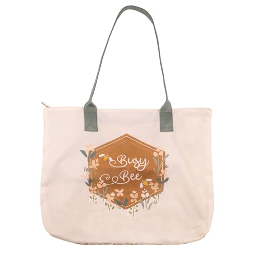 Steel Mill Gifts Cute Foldable Tote Bag for Women with Zipper & Pocket Pouch, Stylish Book Bag, For Work, Groceries, and Fashion, Busy Bee2